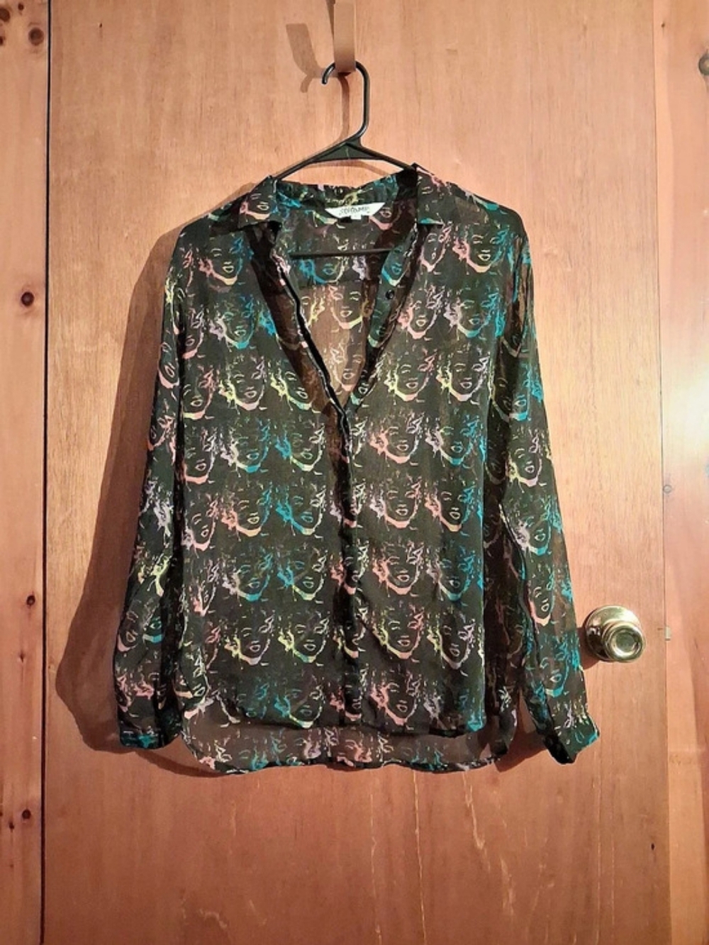MARYLIN MONROE Abstract Print Blouse in Black & BLUE AND PINK